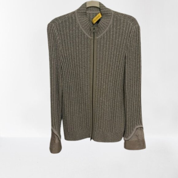 St. John tan zipper sweater jacket - Picture 1 of 7